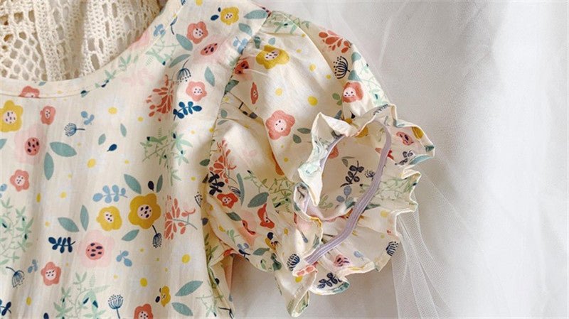 Girls Floral Dress Pastoral Style Princess Dress - Kalsha