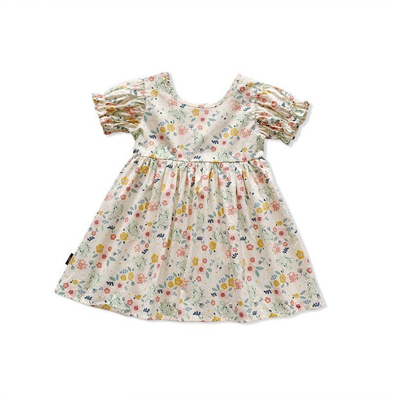 Girls Floral Dress Pastoral Style Princess Dress - Kalsha
